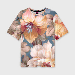 Женская футболка оверсайз Рисунок цветов