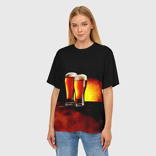 Женская футболка оверсайз Пивасик с Пенкой / 3D-принт – фото 3
