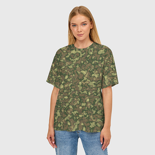 Женская футболка оверсайз Камуфляж цифровой Флора-1 пиксель / 3D-принт – фото 3