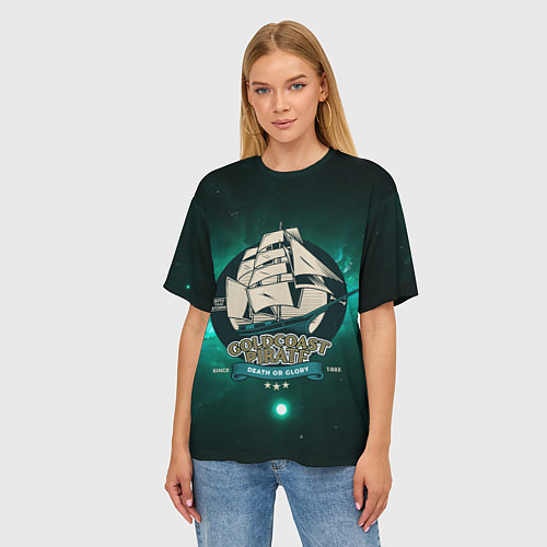 Женская футболка оверсайз Gold coast pirate - корабль / 3D-принт – фото 3