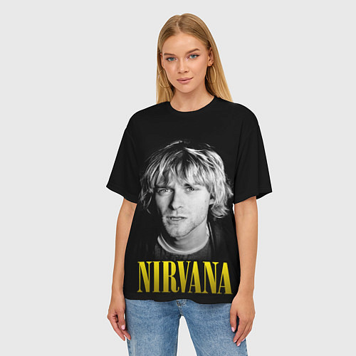 Женская футболка оверсайз Nirvana - Kurt Donald Cobain / 3D-принт – фото 3