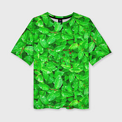 Женская футболка оверсайз Зелёные листья - текстура