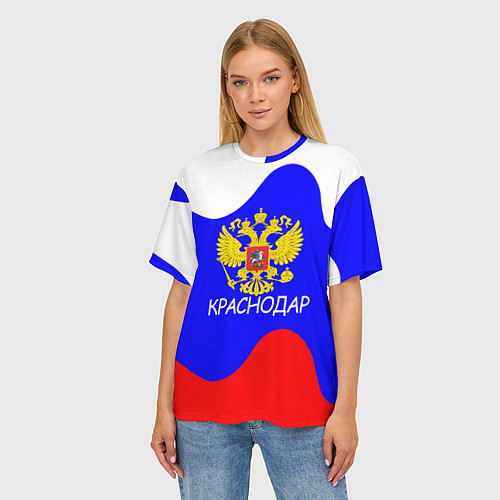 Женская футболка оверсайз Краснодар - ГЕРБ / 3D-принт – фото 3