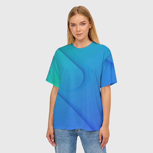 Женская футболка оверсайз Голубой градиент / 3D-принт – фото 3