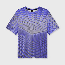 Женская футболка оверсайз Неоновые кубы - оптическая иллюзия