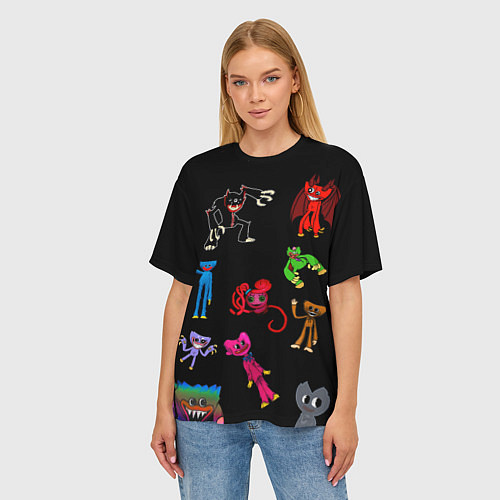 Женская футболка оверсайз Разноцветные Хагги Вагги / 3D-принт – фото 3