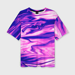 Женская футболка оверсайз Розово-фиолетовый мраморный узор