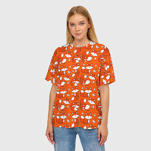 Женская футболка оверсайз Red foxes / 3D-принт – фото 3