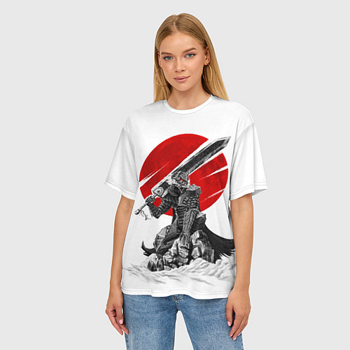 Женская футболка оверсайз Гатс Черный мечник / 3D-принт – фото 3