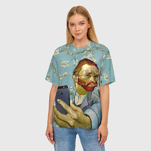 Женская футболка оверсайз Ван Гог Селфи - Арт Портрет / 3D-принт – фото 3