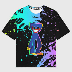 Футболка оверсайз женская Poppy Playtime Хагги Вагги разноцветный неон, цвет: 3D-принт