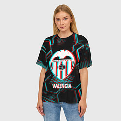 Футболка оверсайз женская Valencia FC в стиле glitch на темном фоне, цвет: 3D-принт — фото 2