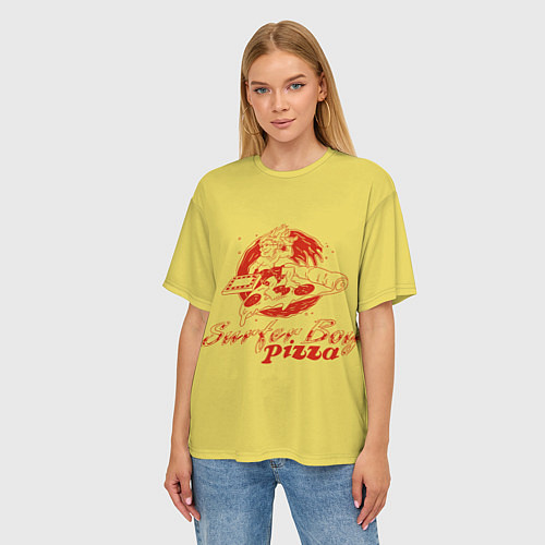 Женская футболка оверсайз Stranger Things 4 - Surfer boy pizza / 3D-принт – фото 3