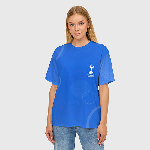 Женская футболка оверсайз Tottenham hotspur Голубая абстракция / 3D-принт – фото 3