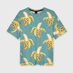 Женская футболка оверсайз Леопардовый банан паттерн