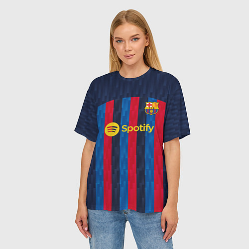 Женская футболка оверсайз Барселона форма 20222023 / 3D-принт – фото 3