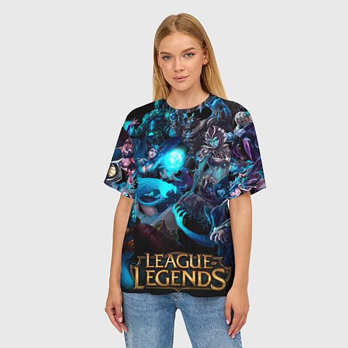 Женская футболка оверсайз Коллаж LoL - Legue of Legends / 3D-принт – фото 3