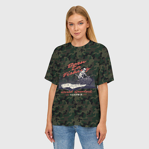 Женская футболка оверсайз Рыболовный камуфляж / 3D-принт – фото 3
