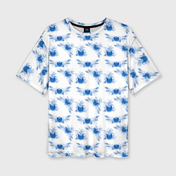 Футболка оверсайз женская Blue floral pattern, цвет: 3D-принт