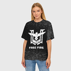Футболка оверсайз женская Free Fire с потертостями на темном фоне, цвет: 3D-принт — фото 2