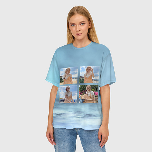 Женская футболка оверсайз ROSE COLLAGE / 3D-принт – фото 3