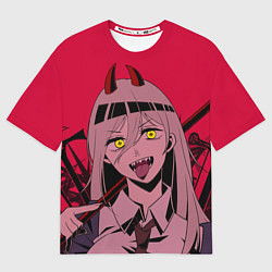 Футболка оверсайз женская Человек-бензопила : Паэур с рожками, цвет: 3D-принт