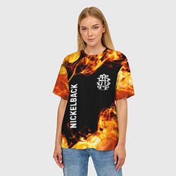 Футболка оверсайз женская Nickelback и пылающий огонь, цвет: 3D-принт — фото 2