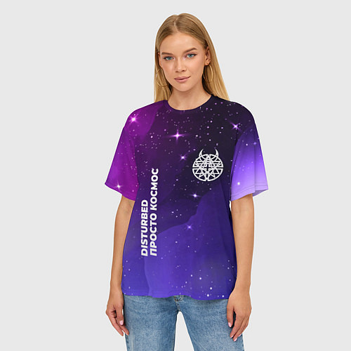 Женская футболка оверсайз Disturbed просто космос / 3D-принт – фото 3
