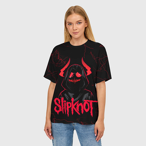 Женская футболка оверсайз Slipknot - rock forever / 3D-принт – фото 3