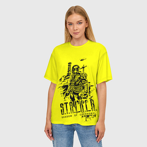 Женская футболка оверсайз STALKER Тень Чернобыля Альтернатива / 3D-принт – фото 3