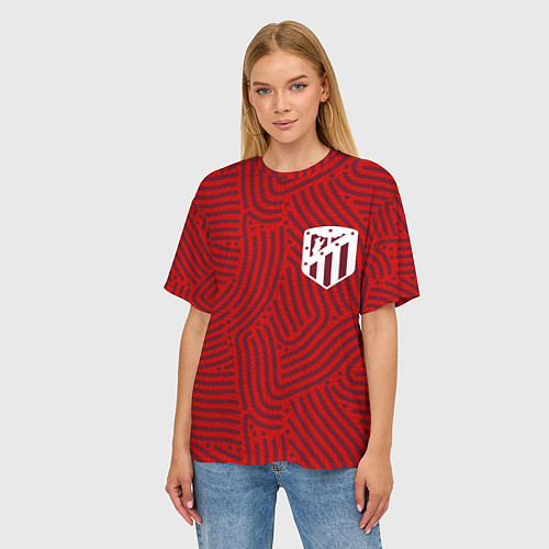 Женская футболка оверсайз Atletico Madrid отпечатки / 3D-принт – фото 3