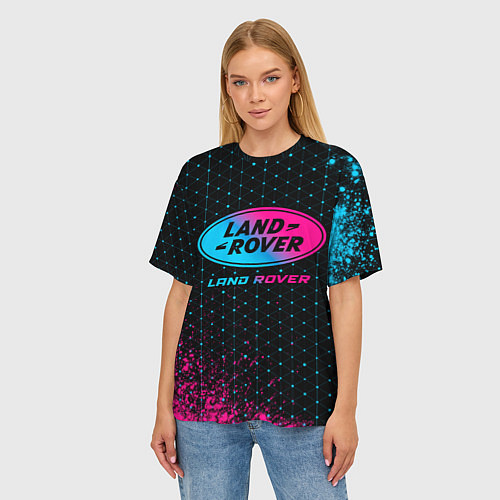 Женская футболка оверсайз Land Rover - neon gradient / 3D-принт – фото 3