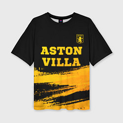 Футболка оверсайз женская Aston Villa - gold gradient: символ сверху, цвет: 3D-принт