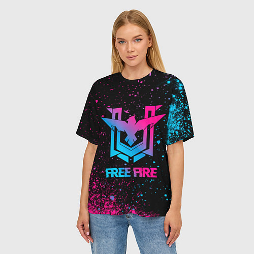 Женская футболка оверсайз Free Fire - neon gradient / 3D-принт – фото 3