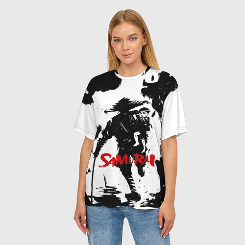 Женская футболка оверсайз Самурай С Ребёнком / 3D-принт – фото 3