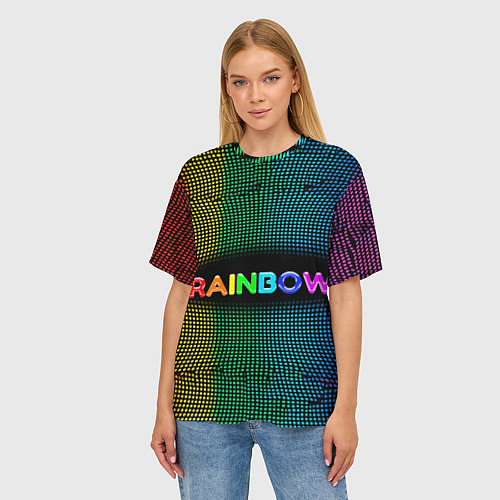 Женская футболка оверсайз Радужные точки - Rainbow / 3D-принт – фото 3