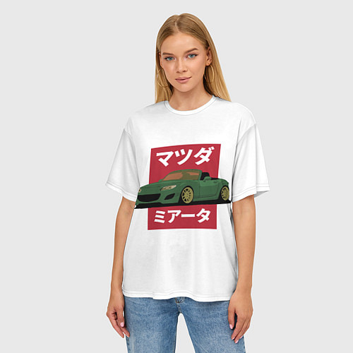 Женская футболка оверсайз Mazda MX-5 NC Japanese Style / 3D-принт – фото 3