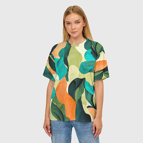 Женская футболка оверсайз Multicoloured camouflage / 3D-принт – фото 3
