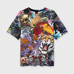 Футболка оверсайз женская Рисунок в стиле tatoo, цвет: 3D-принт