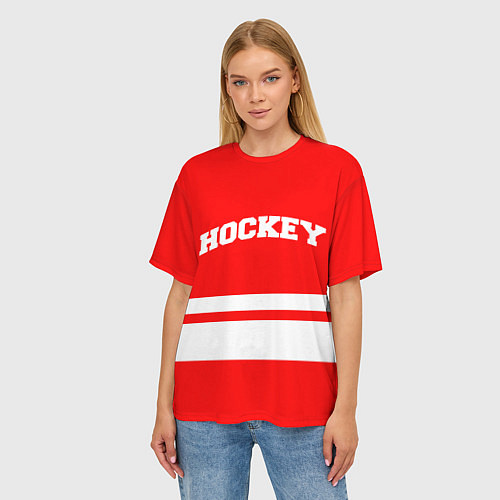 Женская футболка оверсайз Hockey - две волосы / 3D-принт – фото 3