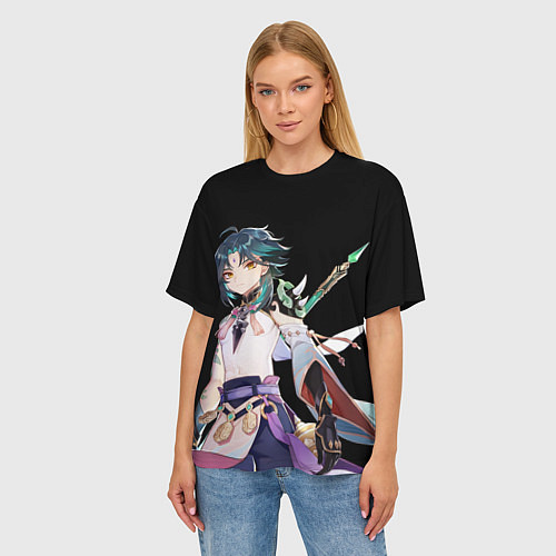 Женская футболка оверсайз Адепт Сяо - Минимализм / 3D-принт – фото 3