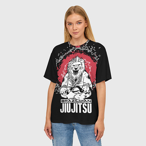 Женская футболка оверсайз Jiu-Jitsu red sun Brazil / 3D-принт – фото 3