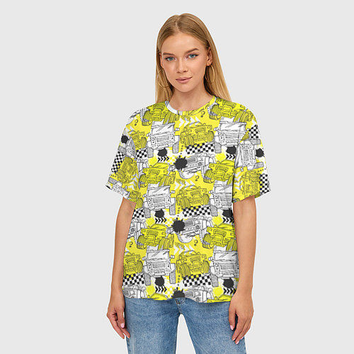 Женская футболка оверсайз Авто и клякса / 3D-принт – фото 3