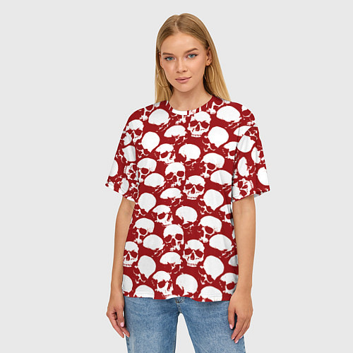 Женская футболка оверсайз Череп и кровь / 3D-принт – фото 3
