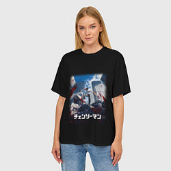 Футболка оверсайз женская Человек-бензопила Дэндзи в городе, цвет: 3D-принт — фото 2