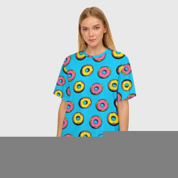 Футболка оверсайз женская Желтые и розовые пончики, цвет: 3D-принт — фото 2