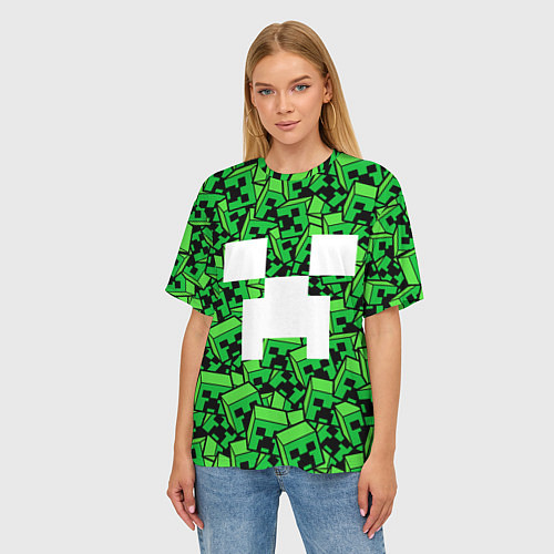 Женская футболка оверсайз Головы криперов - Майнкрафт / 3D-принт – фото 3