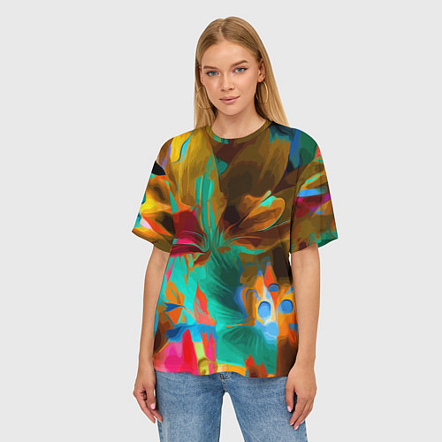 Женская футболка оверсайз Растительная абстрактная композиция / 3D-принт – фото 3