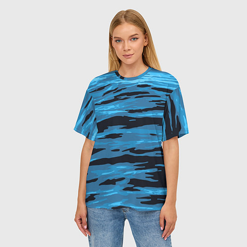 Женская футболка оверсайз Волны Камуфляж / 3D-принт – фото 3