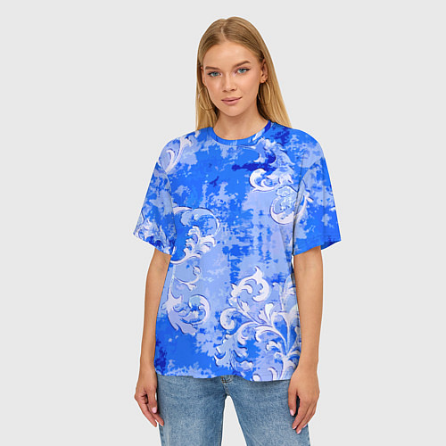 Женская футболка оверсайз Растительный орнамент - паттерн / 3D-принт – фото 3